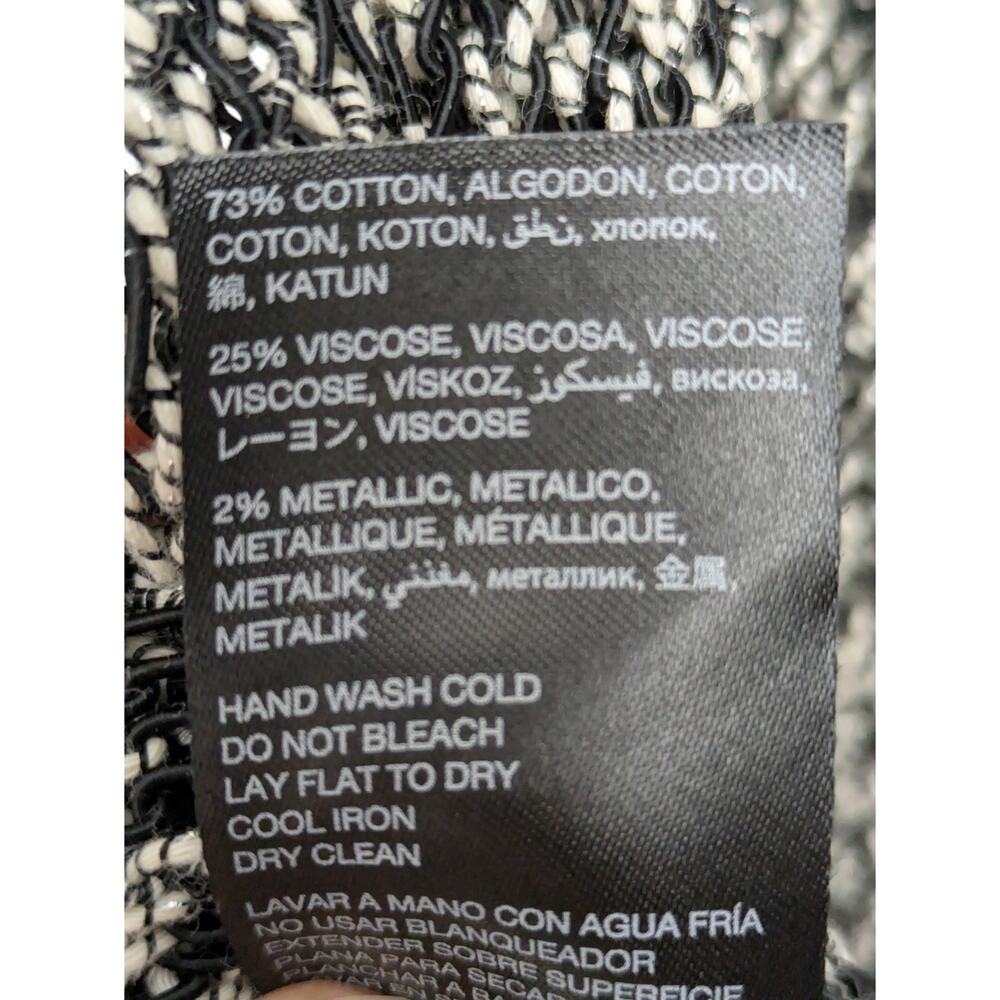 bebe Womens L Sheer Open Knit Sweater Black White Y2K Long Sleeve Going Out Top - Picture 8 of 8